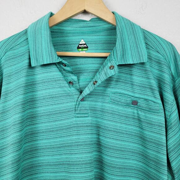 Bolle Golf Striped Polo Shirt Short Sleeve Teal Top - XL - Picture 3 of 5